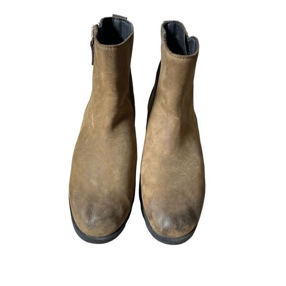 Sorel Ankle Boots Women Size 6 Zip Green Olive Leather - Picture 1 of 11
